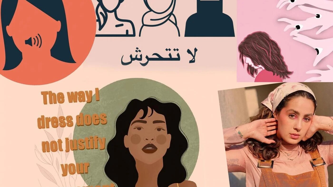 Des femmes sensibilisent au harcèlement sexuel au Koweït (capture d’écran/Instagram/Illustration de Mohamad Elasaar)