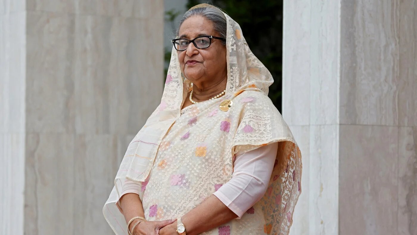 This picture taken on 11 September 2023, shows former Bangladeshi Prime Minister Sheikh Hasina at the Prime Minister's office in Dhaka (AFP/Ludovic Marin)