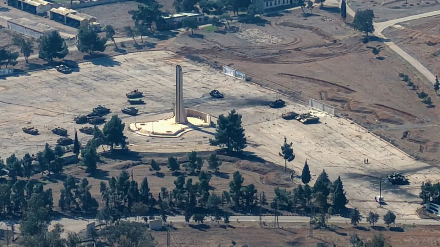 An aerial picture shows a view of a military site that was reportedly targeted in Israeli airstrikes a day earlier in al-Kiswah, south of Damascus, Syria, on 26 February 2025 (Bakr Alkasem/AFP)