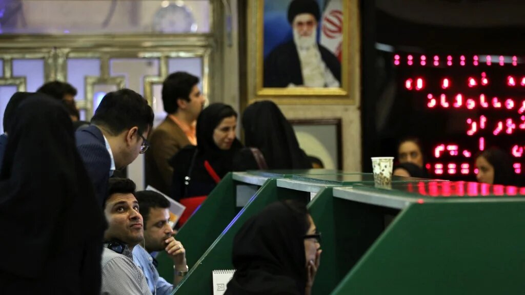 Iranian traders work at Tehran Stock Exchange on 1 July 2019.