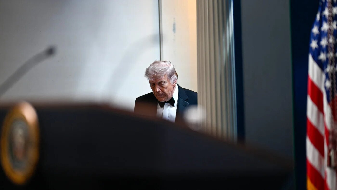 S President Donald Trump at the White House in Washington, DC, shortly after a shooting incident at the White House Correspondents’ Dinner on 25 April 2026 (AFP/Kent Nishimura)