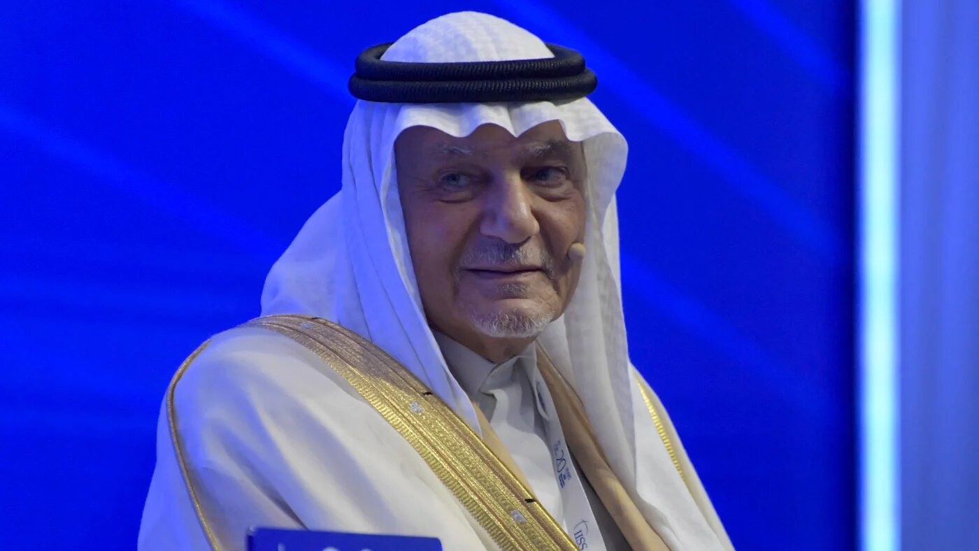Saudi Arabia's Prince Turki bin Faisal al-Saud attends the International Institute for Strategic Studies (IISS) Manama Dialogue in Bahrain's capital on 7 December 2024 (AFP/Mazen Mahdi)