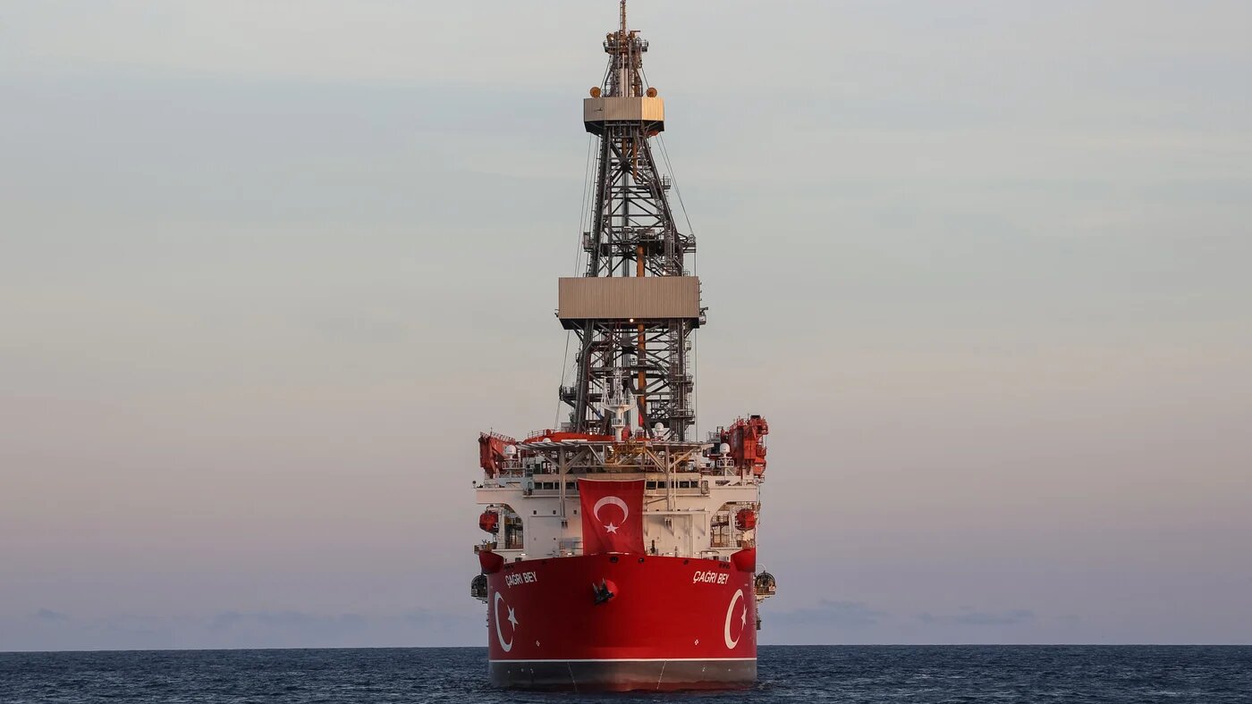A Turkish drilling ship, The Cagri Bey, is seen in the water in Mogadishu on 10 April 2026 (AFP)