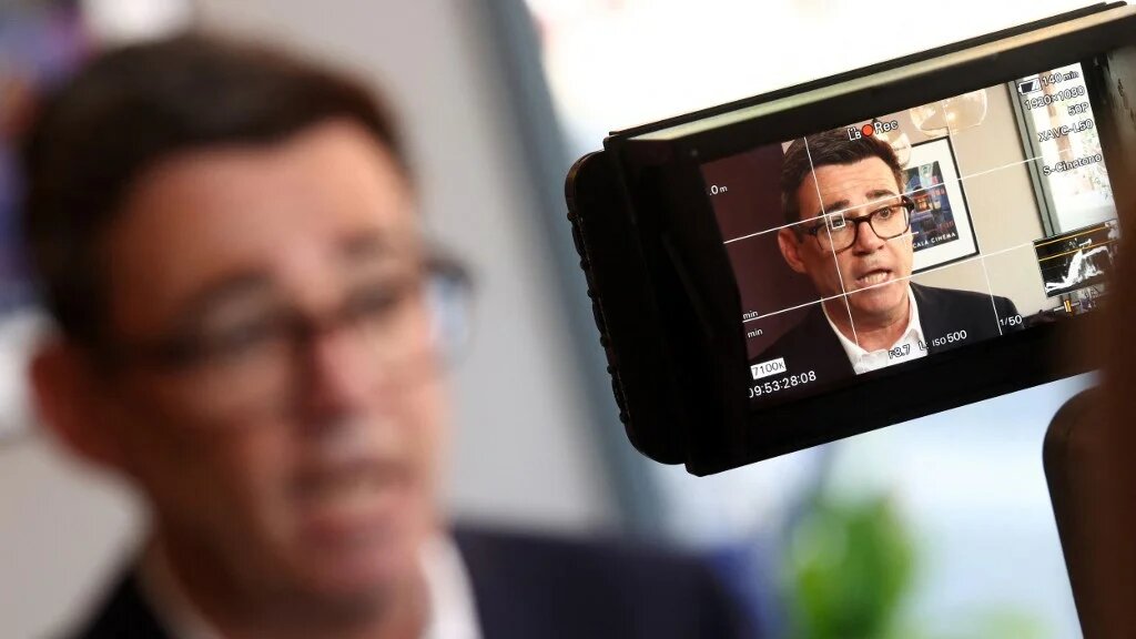 British Prime Minister Andy Burnham speaks during a television interview in Ilkeston, Derbyshire, on 11 August 2026 (Toby Shepheard/AFP)