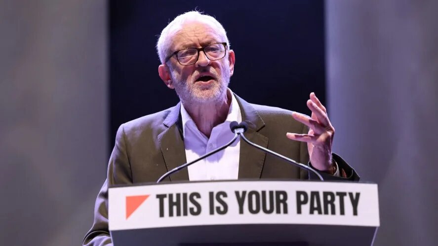 Former Labour leader and Your Party cofounder Jeremy Corbyn delivers a speech at a conference in Liverpool, England, on 29 November 2025 (Darren Staples/AFP)