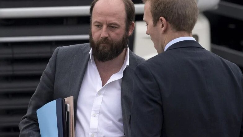 Nick Timothy, then the joint Downing Street chief of staff, is pictured in northeastern England in May 2017 (Justin Tallis/AFP)