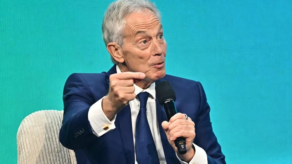 Former British Prime Minister Tony Blair speaks in Vienna, Austria, on 3 June 2025 (Joe Klamar/AFP)
