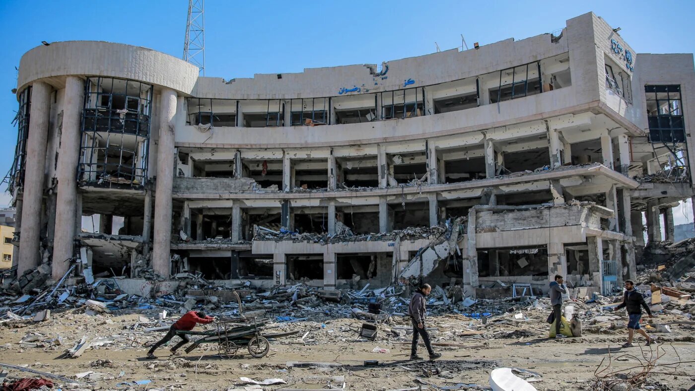 The Unrwa-run Sheikh Radwan Clinic in Gaza City is destroyed during Israel's ongoing bombardment of the Strip in a photo taken on 3 February (AFP)