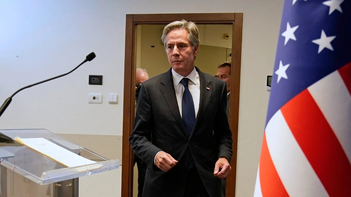 US Secretary of State Antony Blinken arrives for a press conference in Tel Aviv, on 17 October 2023, after an overnight meeting with Israeli Prime Minister Benjamin Netanyahu.