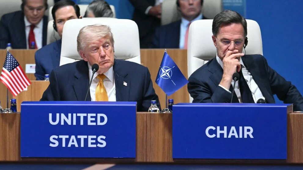 US President Donald Trump and Nato Secretary General Mark Rutte attend the Nato summit in Ankara, Turkey, on 8 July 2026 (Saul Loeb/AFP)