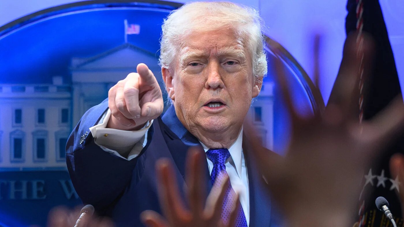 US President Donald Trump speaks during a press conference in the White House in Washington, DC, on 20 February, 2026 (AFP/Mandel Nigan)