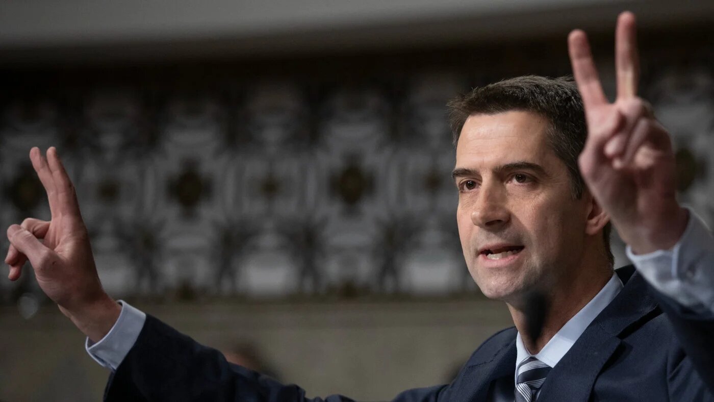 Senator Tom Cotton during a Senate Armed Services Committee hearing on the US Army's Defense Authorization Request for fiscal year 2023 at the US Capitol, on 5 May 2022.