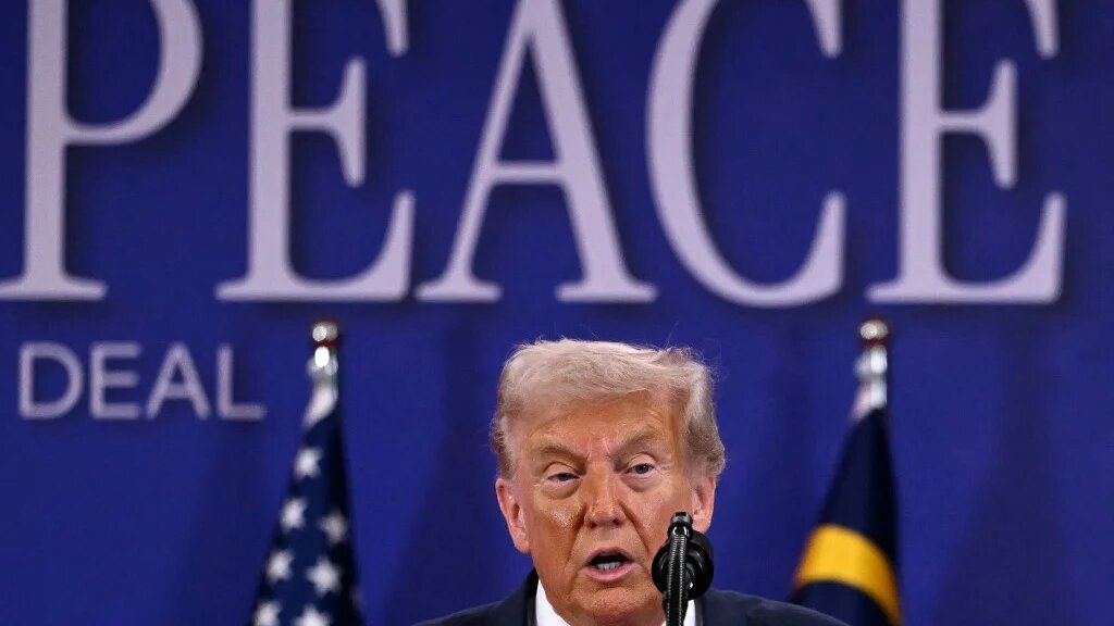 US President Donald Trump speaks in Kuala Lumpur, the Malaysian capital, on 26 October 2025 (Andrew Caballero-Reynolds/AFP)