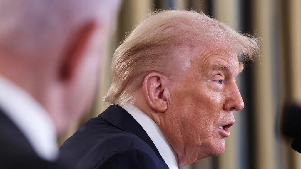 US President Donald Trump speaks during a joint news conference with Israeli Prime Minister Benjamin Netanyahu at the White House on 29 September 2025 (Win McNamee/Getty Images/AFP)