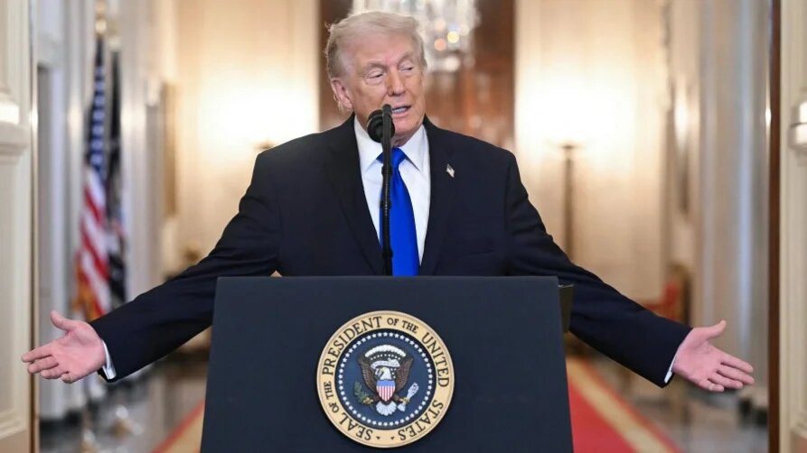 US President Donald Trump speaks at the White House on 23 February 2026 (Saul Loeb/AFP)