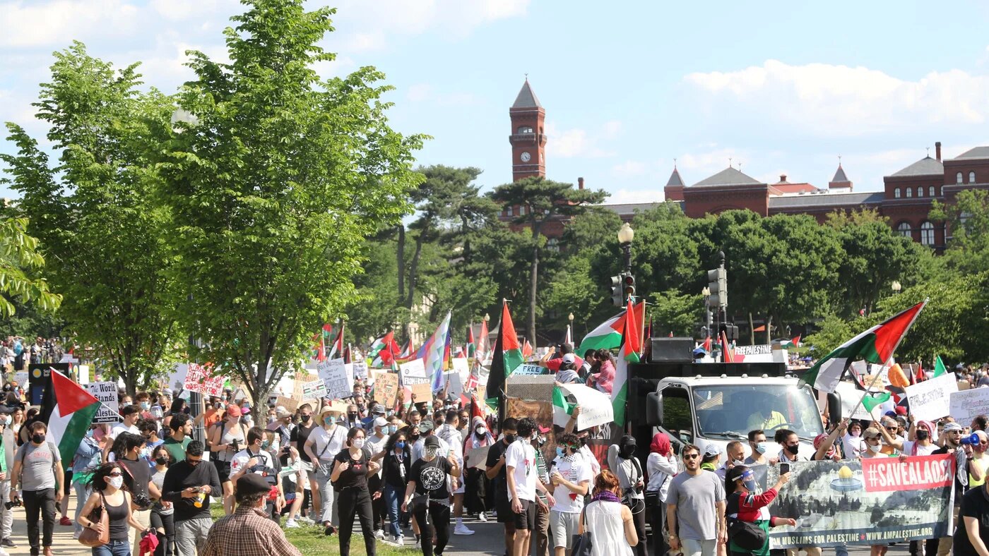 More than a thousand pro-Palestinian protesters marched in downtown Washington on Saturday, after US President Joe Biden reaffirmed Israel's right to defend itself in a call with Prime Minister Benjamin Netanyahu.
