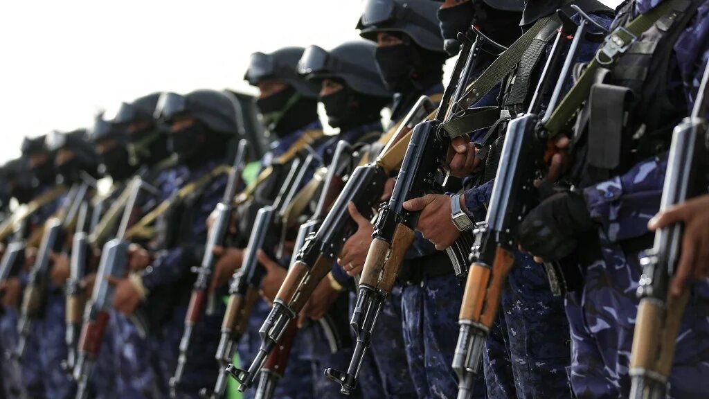 Security forces stand guard during a rally by supporters of the Iran-backed Houthi movement, in solidarity with Lebanon, in Sanaa on 18 May 2026 (Mohammed Huwais/AFP)
