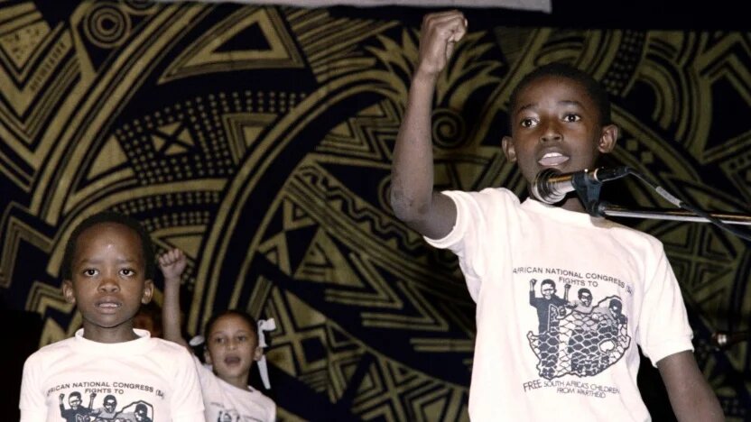 South African children attend an international conference in Harare, Zimbabwe, in September 1987 (Alexander Joe/AFP)
