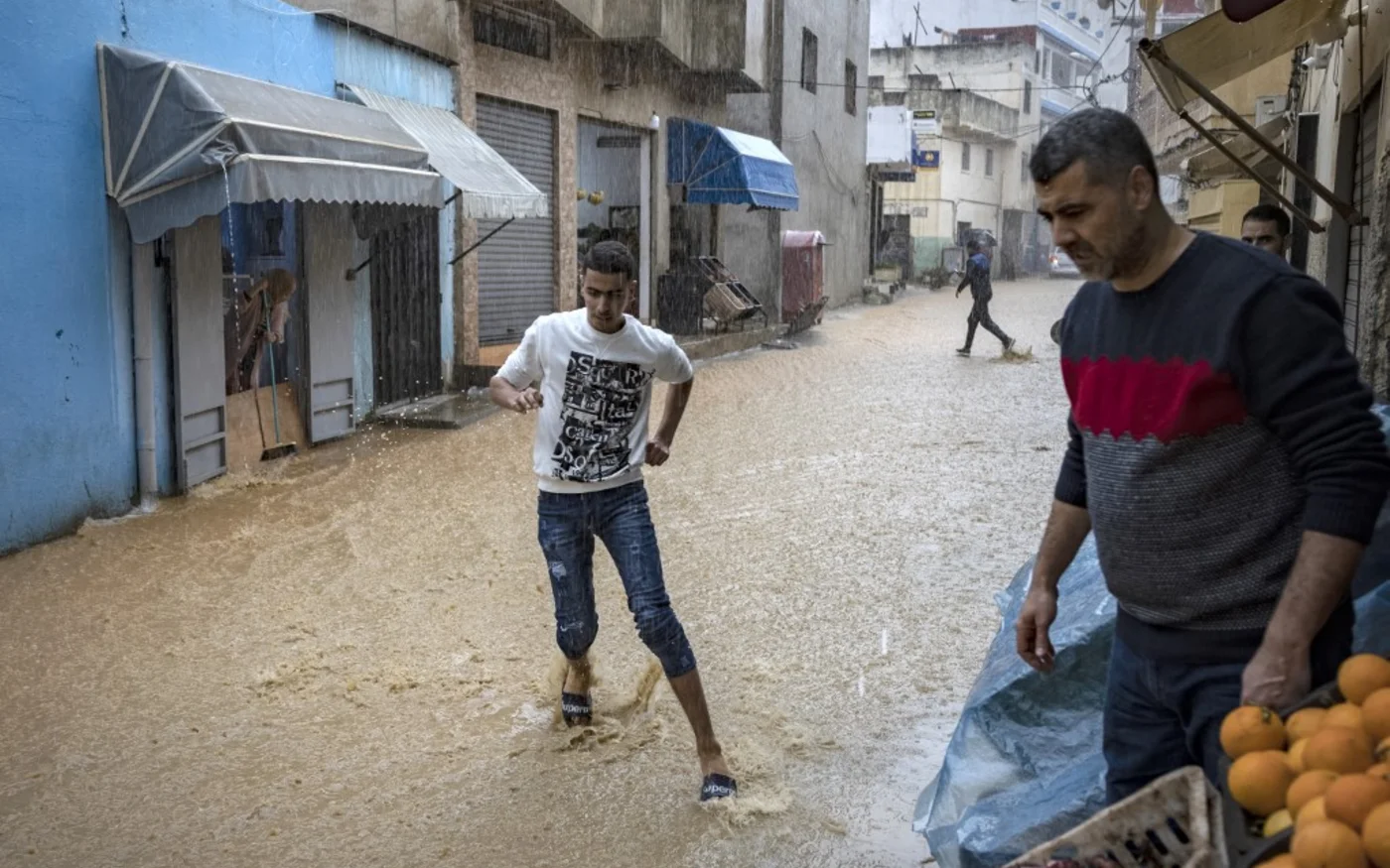Inondations à Fnideq, le 5 mars 2021 (AFP)