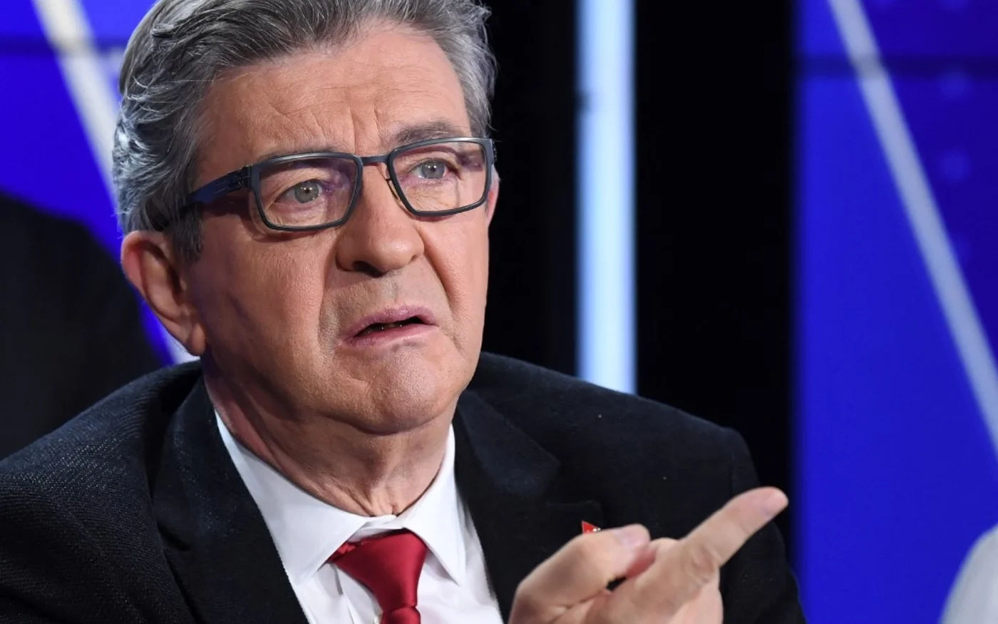 Le candidat de La France insoumise, Jean-Luc Mélenchon, participe à un débat télévisé à BFMTV, à Paris, le 23 septembre 2021 (AFP/Bertrand Guay) 