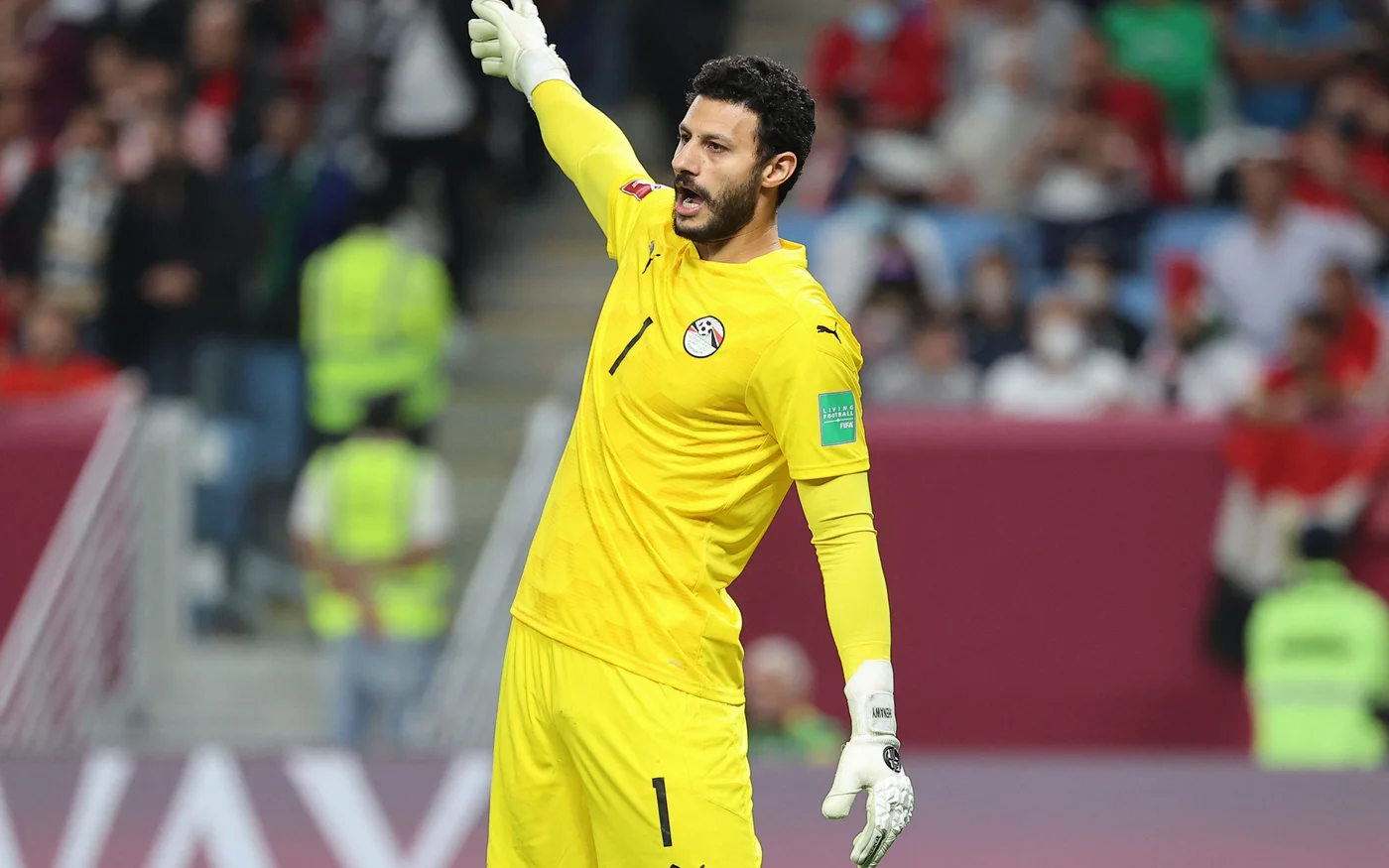 Mohamed El-Shenawy lors du quart de finale de la Coupe arabe de la FIFA 2021 entre l’Égypte et la Jordanie (AFP)