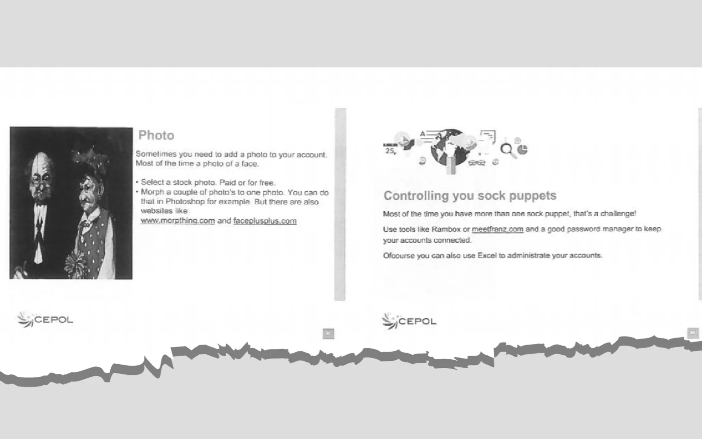 Extrait d’un cours destiné à la police algérienne donnant des conseils pour gérer plusieurs comptes « faux-nez » (capture d’écran)