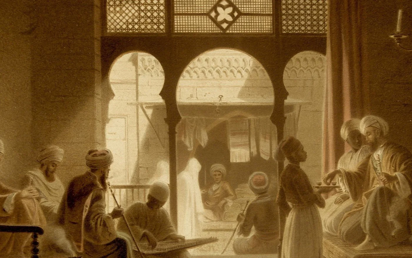 Inventés par les Ottomans, les cafés se répandirent en Europe aux XVIe&nbsp;et XVIIe&nbsp;siècles (Wikimedia)