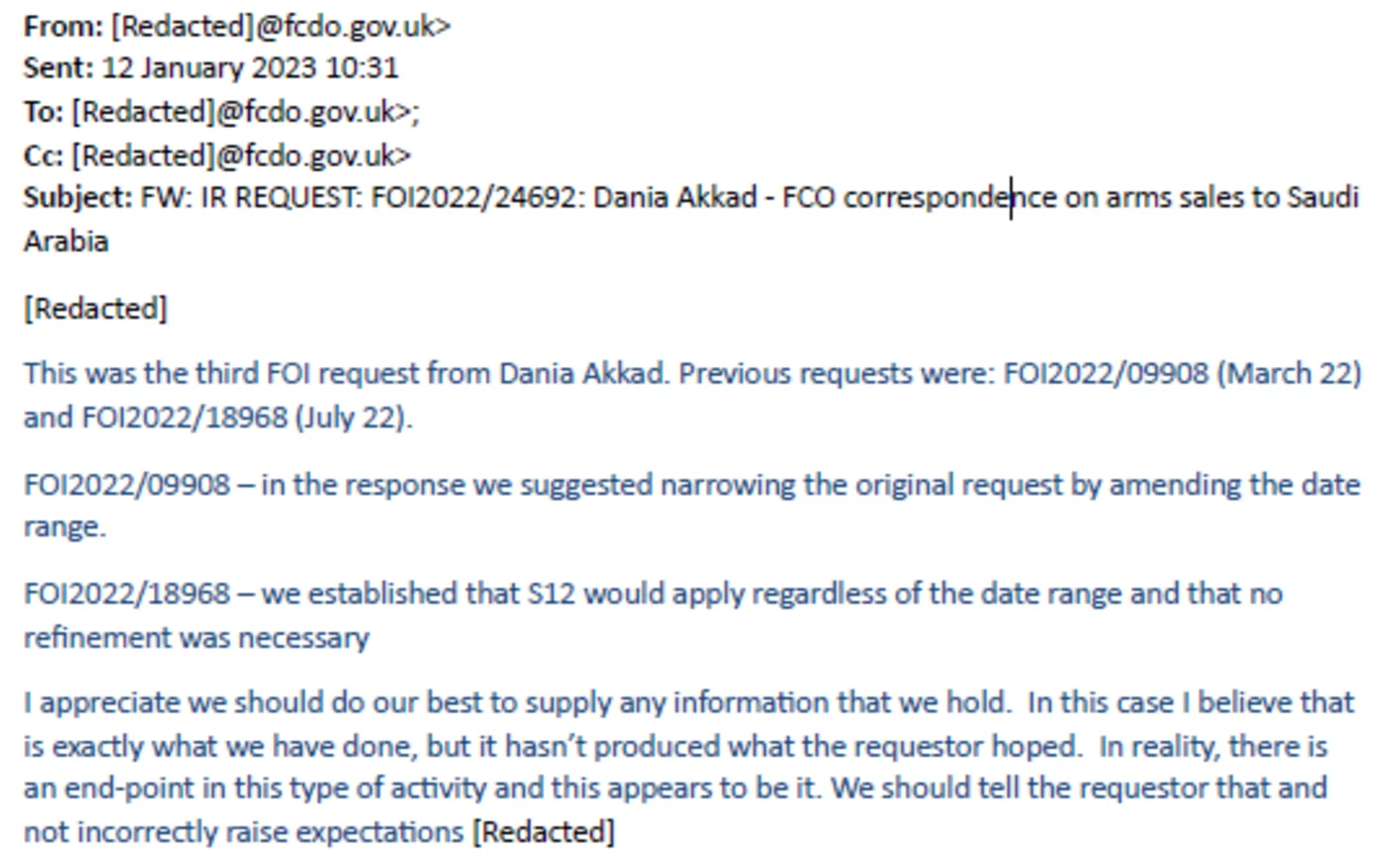 Another excerpt from my subject access request (Dania Akkad/MEE)