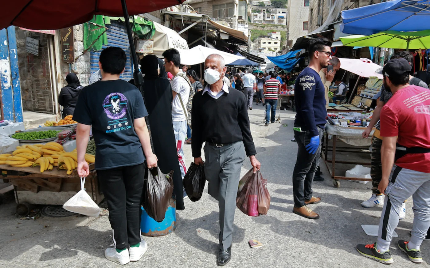 Le marché de Amman, le 23 avril 2020 (AFP)