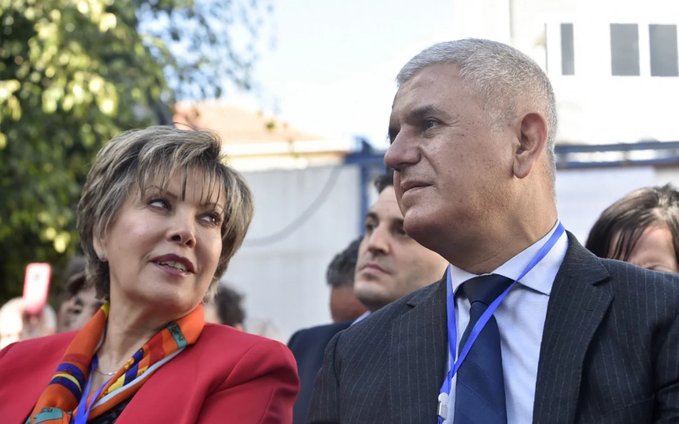 Zoubida Assoul, présidente de l’UCP, et Mohcine Belabbas, ex-président du RCD, pendant une conférence de l’opposition, le 25 janvier 2020 (AFP/Ryad Kramdi)