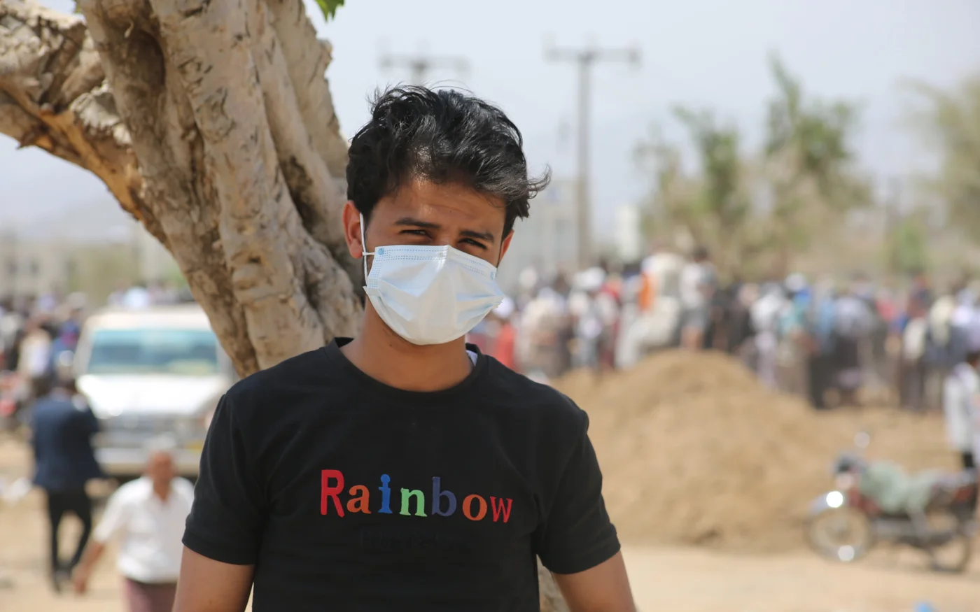 Baker al-Yousefi, 30, believes Covid-19 vaccines have no health benefits. 