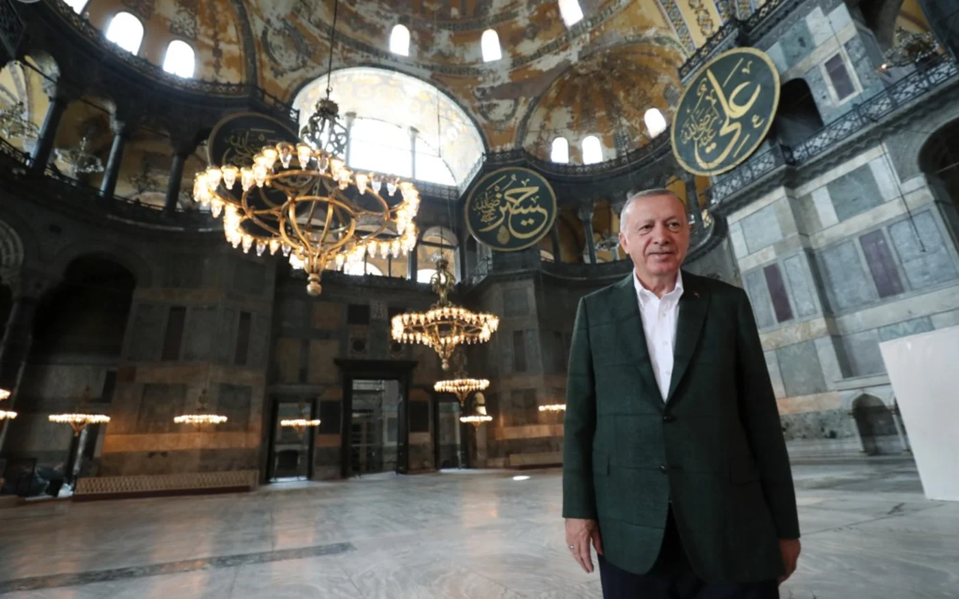 Erdoğan visite Sainte-Sophie à Istanbul, le 19&nbsp;juillet (AFP)