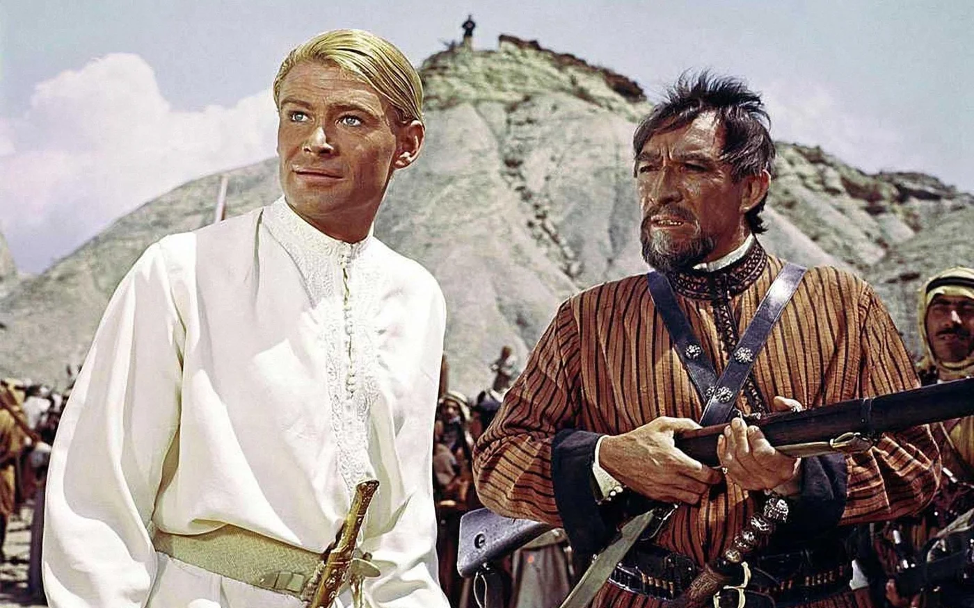 Peter O’Toole et Anthony Quinn dans le film Lawrence d’Arabie de David Lean en 1962