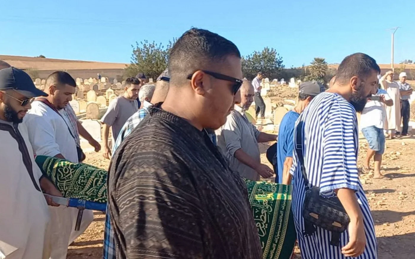 Les funérailles de Bilal Kissi dans la ville de Saïdia, le 31 août 2023 (AFP)