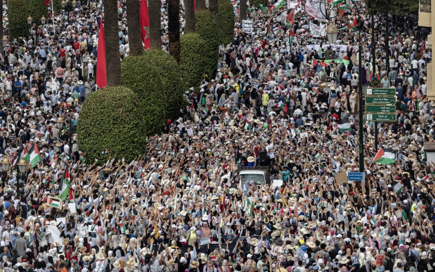 Manifestation de soutien à la Palestine, à Rabat, le 15 octobre 2023 (AFP/Fadel Senna)