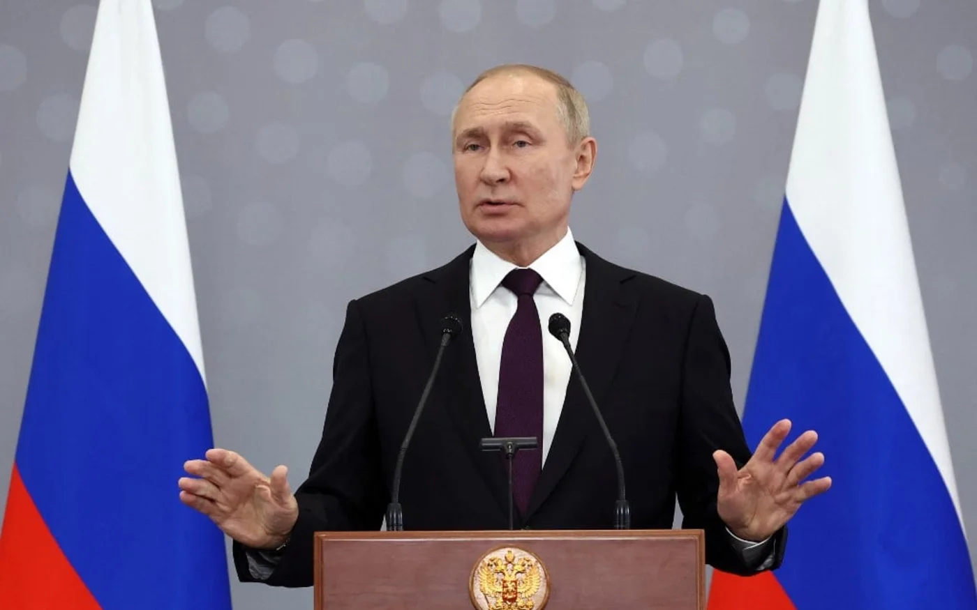 Le président russe Vladimir Poutine s’exprime lors d’un sommet à Astana, le 14&nbsp;octobre&nbsp;2022 (AFP)