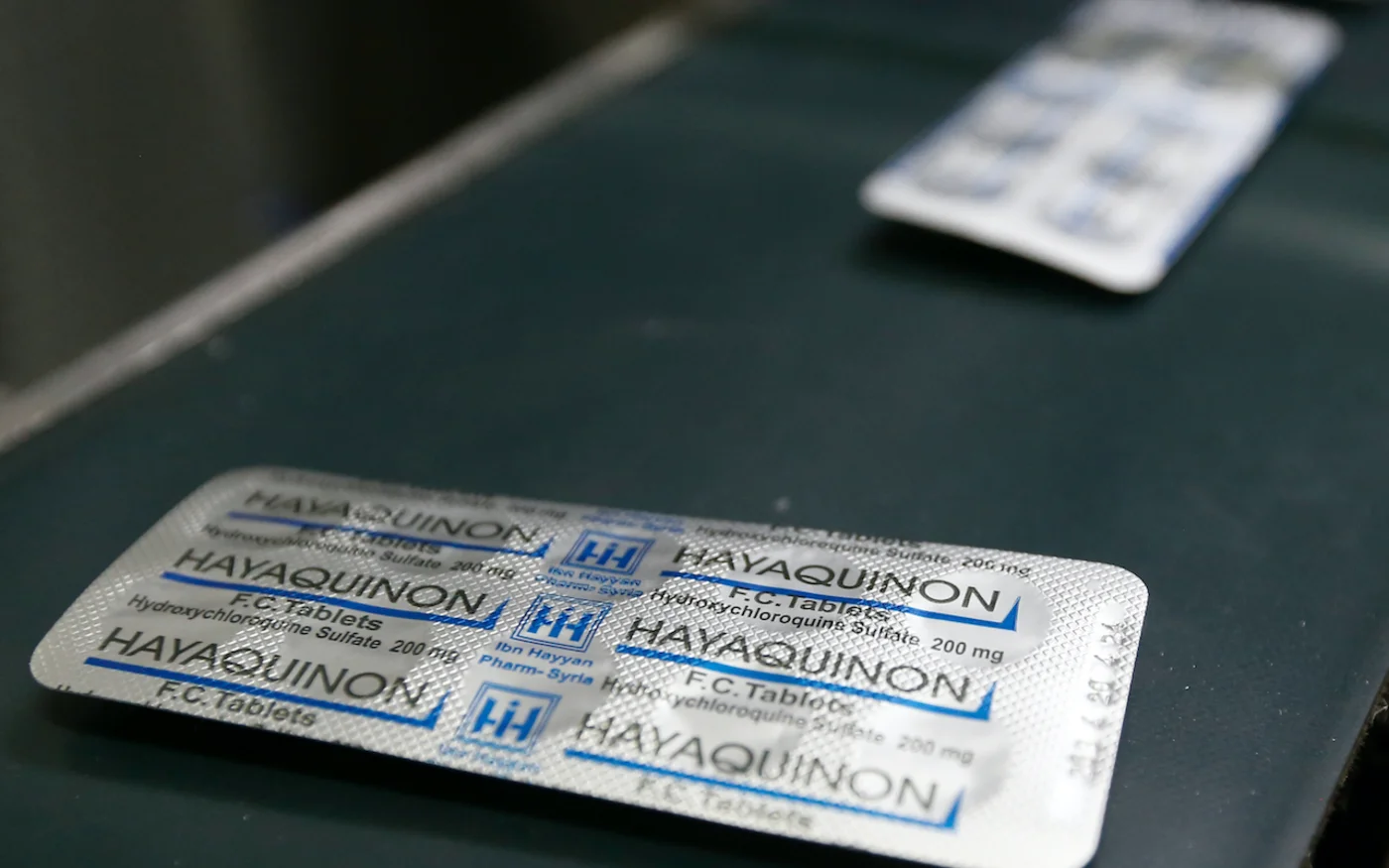 Des paquets d'hydroxychloroquine, utilisés en Syrie pour prévenir ou guérir le COVID-19 (AFP)