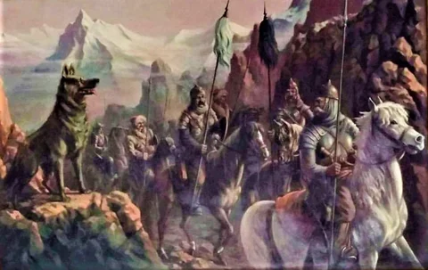 'Ergenekon and Grey Wolf' by Turkish painter Ibrahim Calli, 1928 