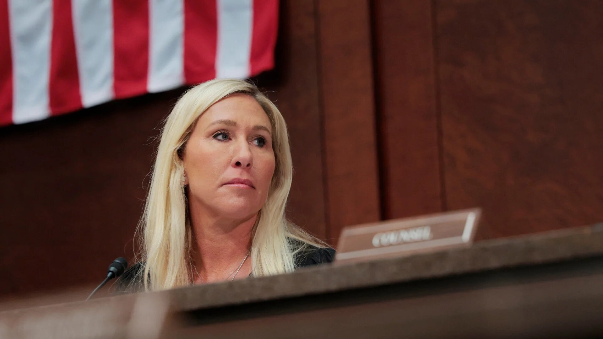 US Congresswoman Marjorie Taylor Greene chairs a House Oversight Subcommittee hearing on US foreign aid, Washington DC, 26 February 2025 (Anna Moneymaker/Getty Images via AFP)