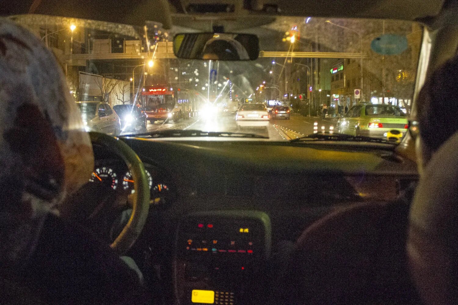 On this occasion the couple were too drunk to drive and so sat in the back. “With gas price at 19 cents per litre it’s the cheapest way to have fun,” says Shahram. “And Tehran highways are the best place to stay away from the eyes of the police.” Sima adds: “If you don’t have money, this city doesn’t have much to entertain you. It’s not only the current economic crisis or new sanctions. Since I recall, Tehran has always been like this.” (MEE) 