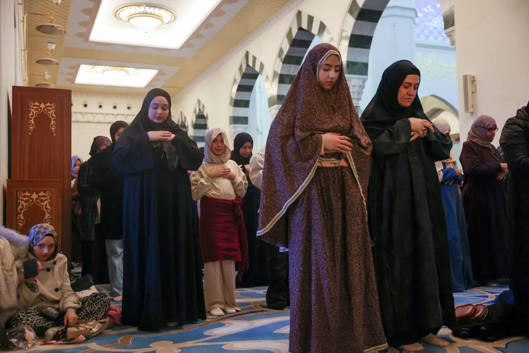 Muslim women attend Eid al-Fitr prayers the Grand Camlica Mosque in Istanbul, Turkey (Dilara Senkaya/Reuters)
