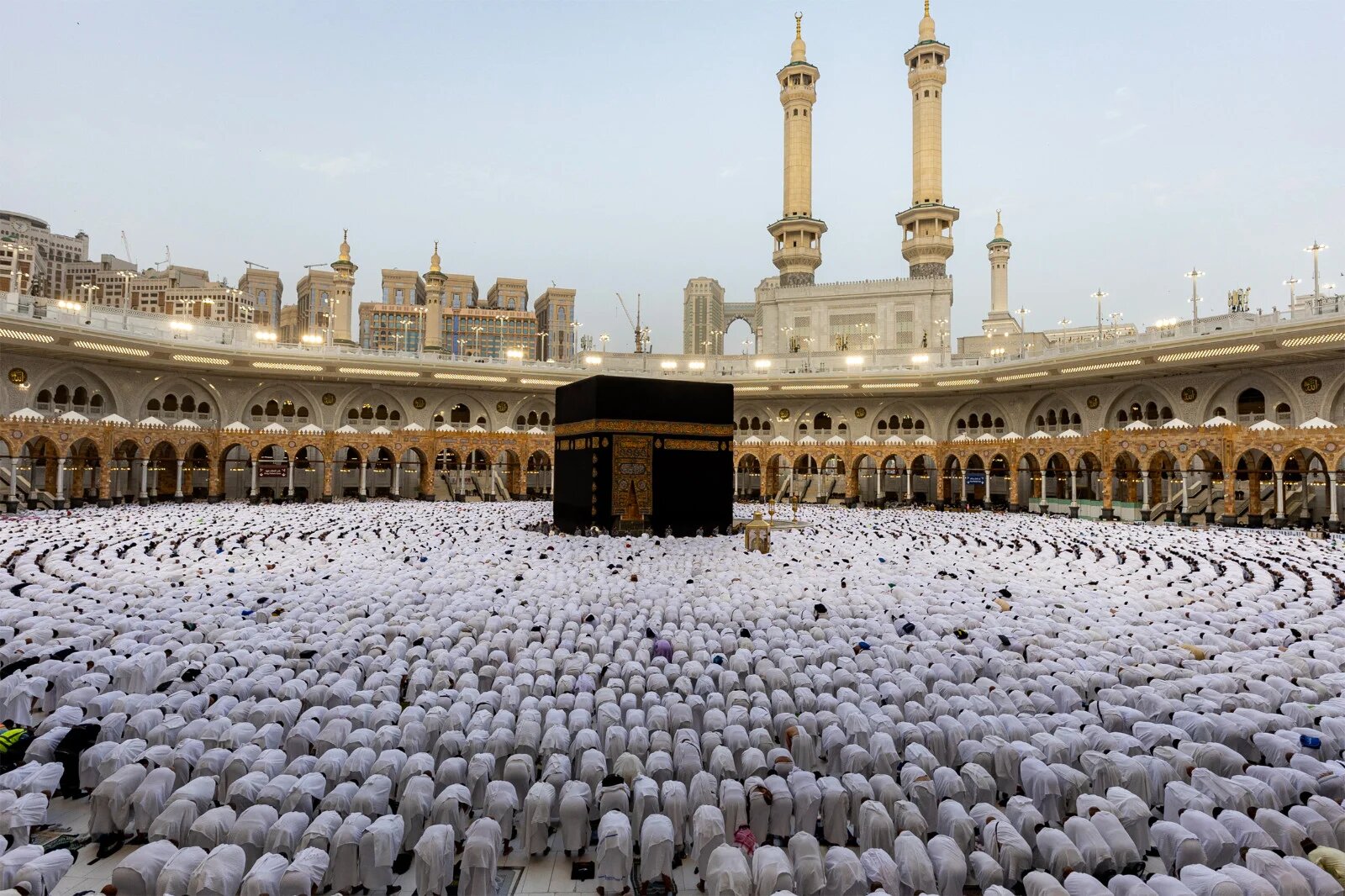 Muslim worshippers gather around the Kaaba, Islam's holiest shrine, at the Grand Mosque complex in Saudi Arabia's holy city of Mecca on 20 March 2026 for the early morning prayers for Eid al-Fitr, marking the end of the holy month of Ramadan (AFP)