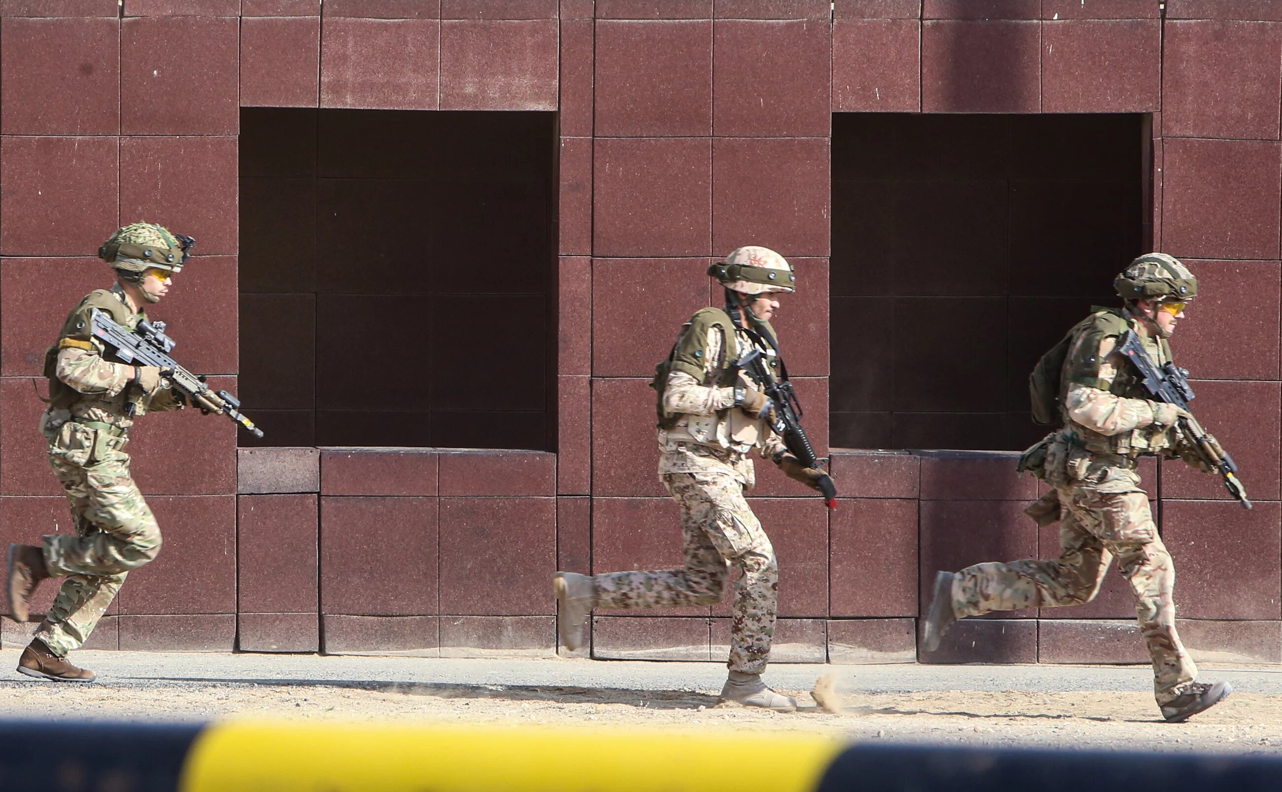 Kuwaiti and British soldiers take part in exercises about 40km north of Kuwait City