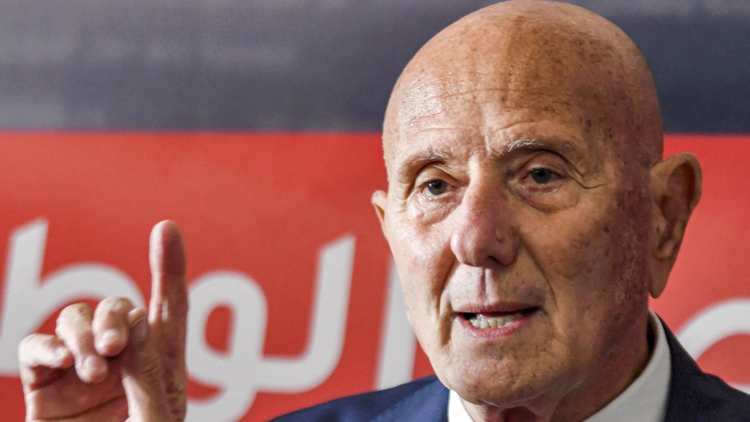 Ahmed Nejib Chebbi speaks during a press conference in the capital Tunis on 15 February 2023 (AFP)