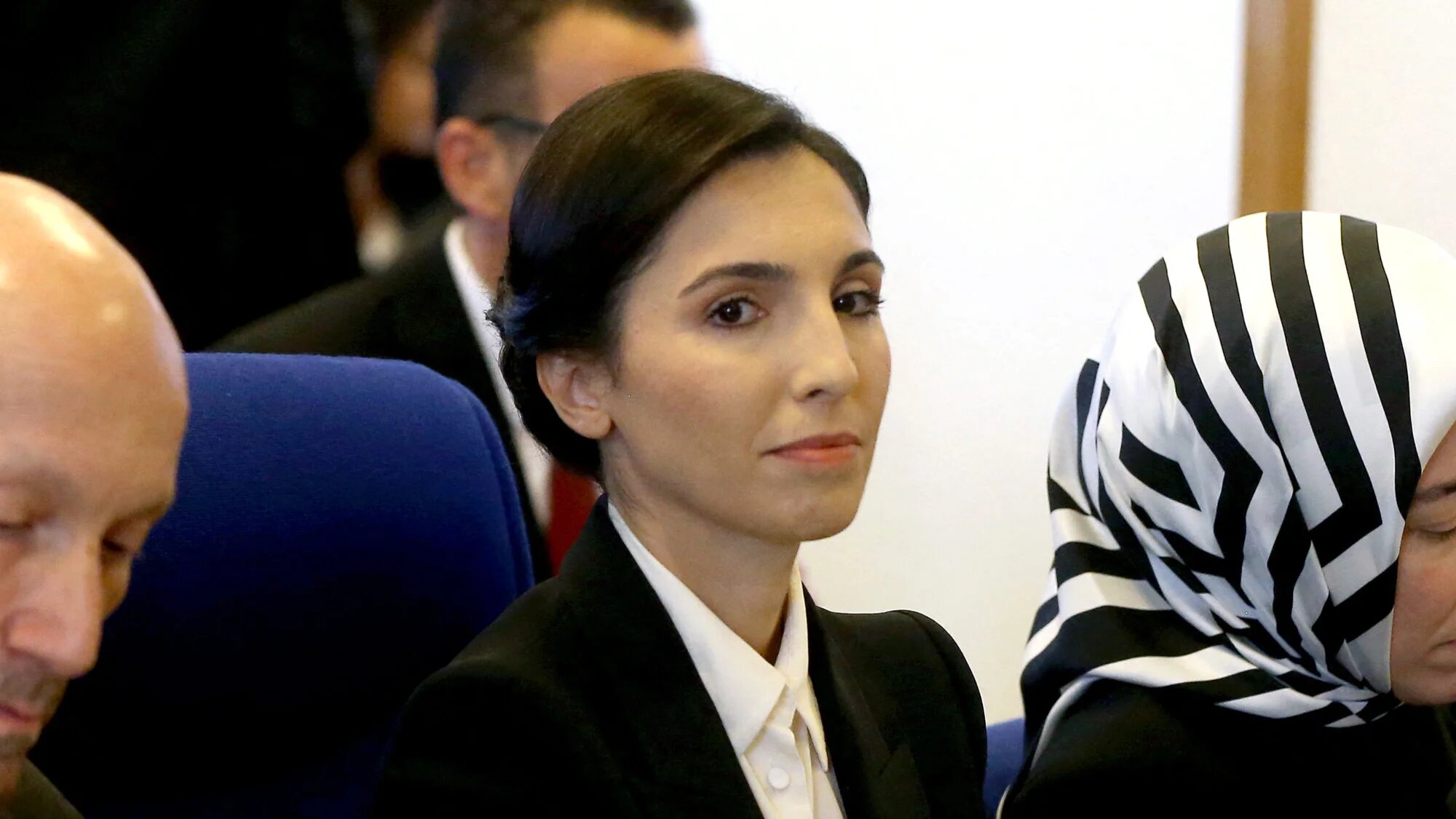Former Turkish Central Bank Governor Hafize Gaye Erkan (C) sits during the Planning and Budget Commission of the Turkish Grand National Assembly (GNAT) in Ankara on 3 October 2023 (Adem Altan/AFP)