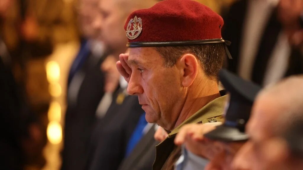 Israeli army chief Herzi Halevi attends a ceremony marking Memorial Day for fallen soldiers of Israel's wars and victims of attacks at Jerusalem's Mount Herzl military cemetery on May 13, 2024 (AFP)