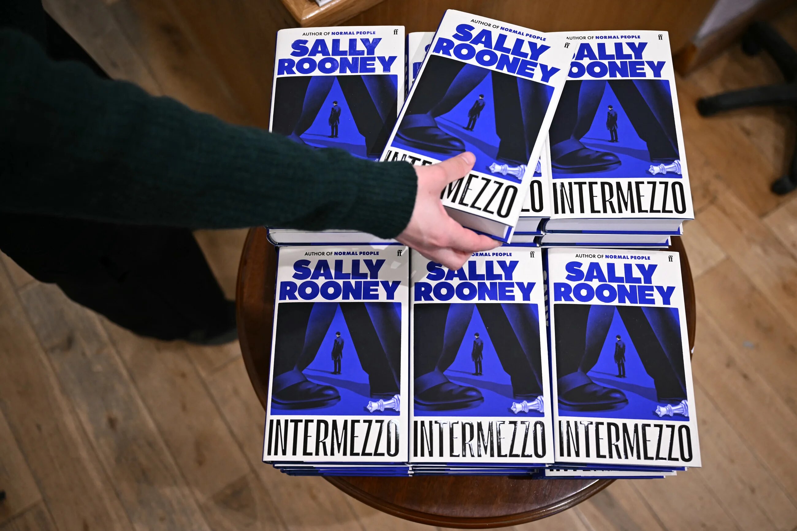 Copies of Sally Rooney's 'Intermezzo' on display in a bookshop