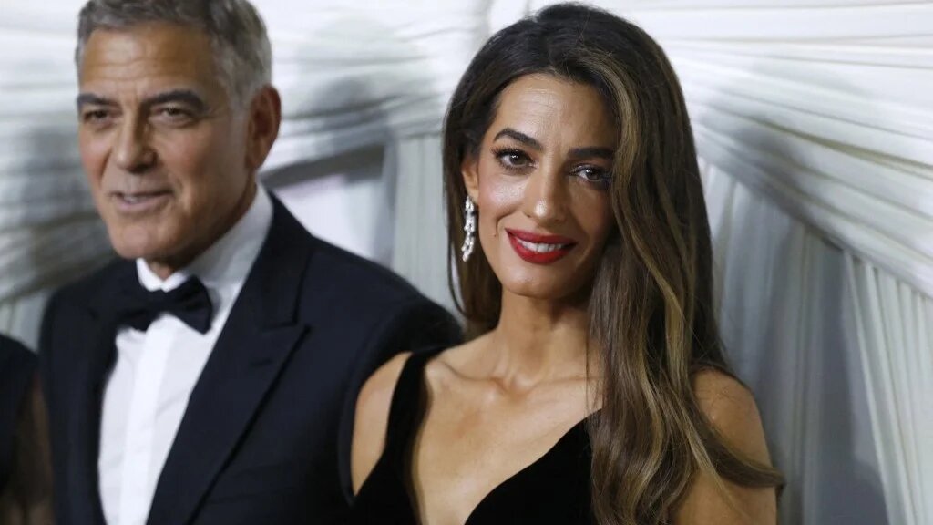 The Clooneys arrive for "The Albies" at the New York Public Library in New York, September 26, 2024 (AFP)