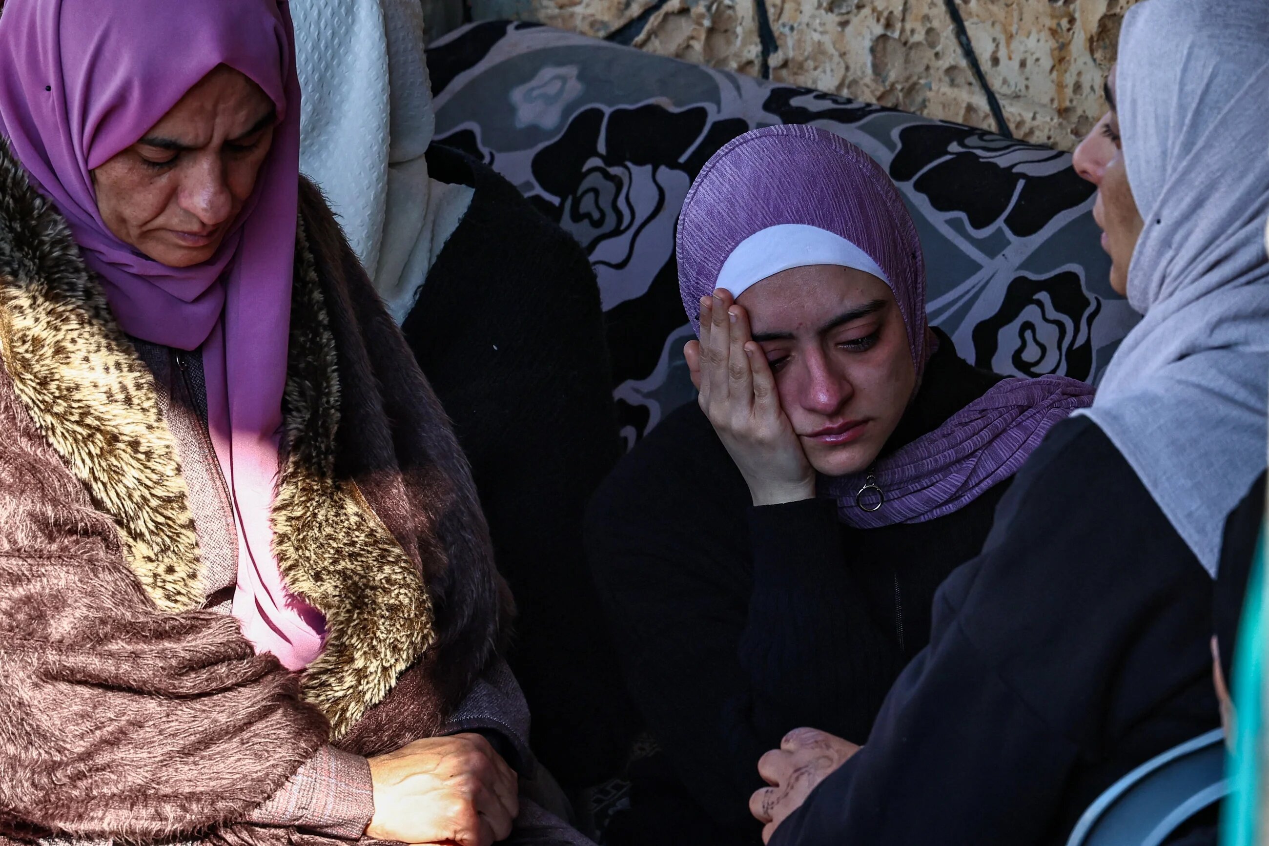 People mourn Palestinians killed during an Israeli air strike in Tamun, southeast of the city of Tubas in the occupied West Bank (AFP/Zain Jaafar)