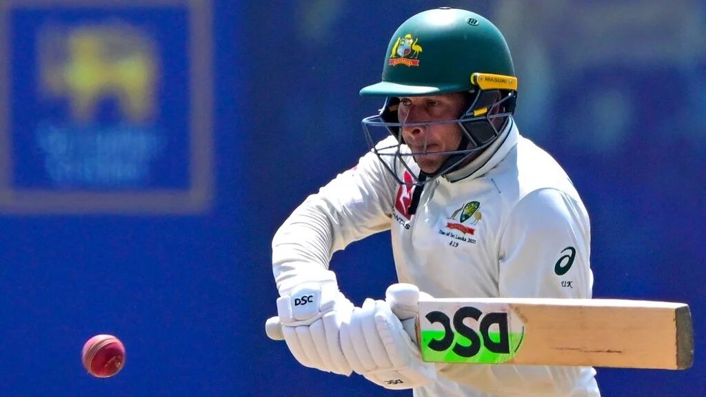 Australia's Usman Khawaja plays a shot during the second day of second test cricket match between Australia and Sri Lanka at the Galle International Cricket Stadium in Galle on February 7, 2025